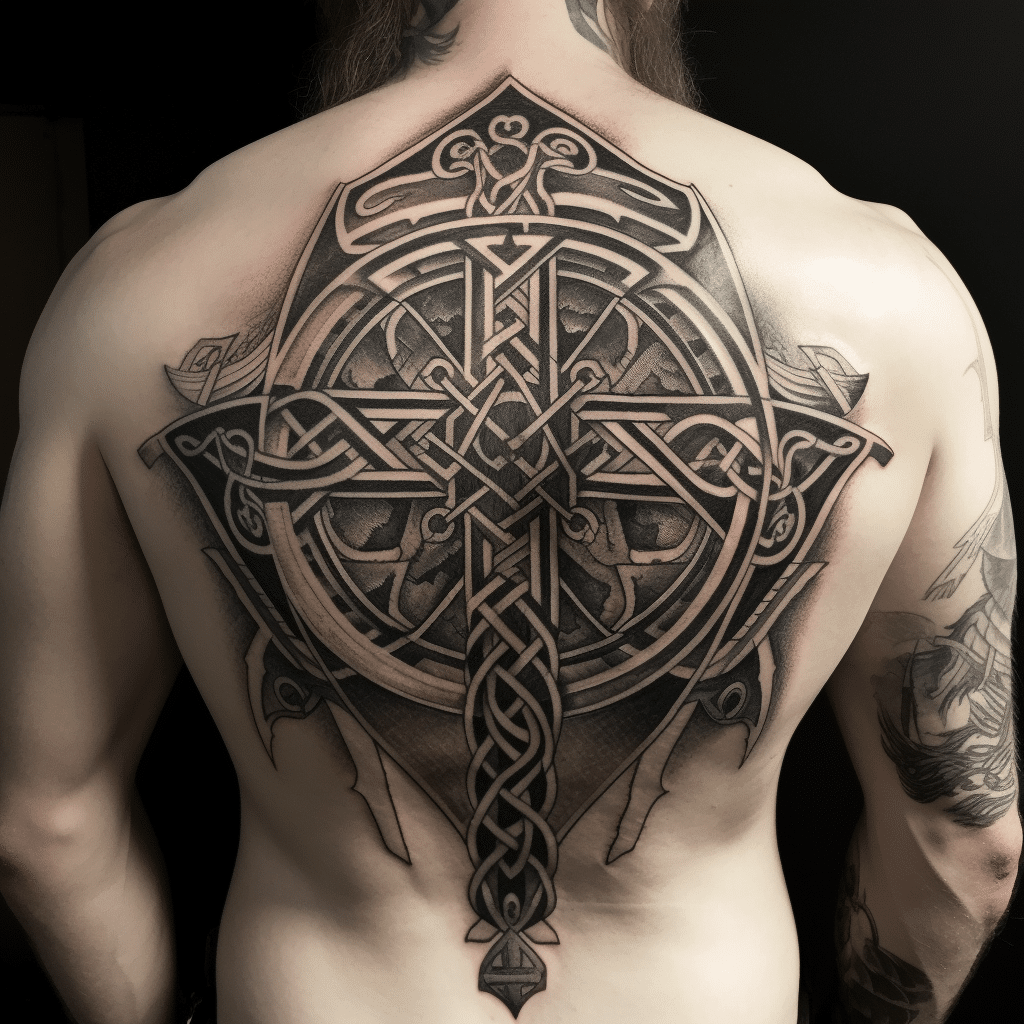 odin's cross tattoo on back