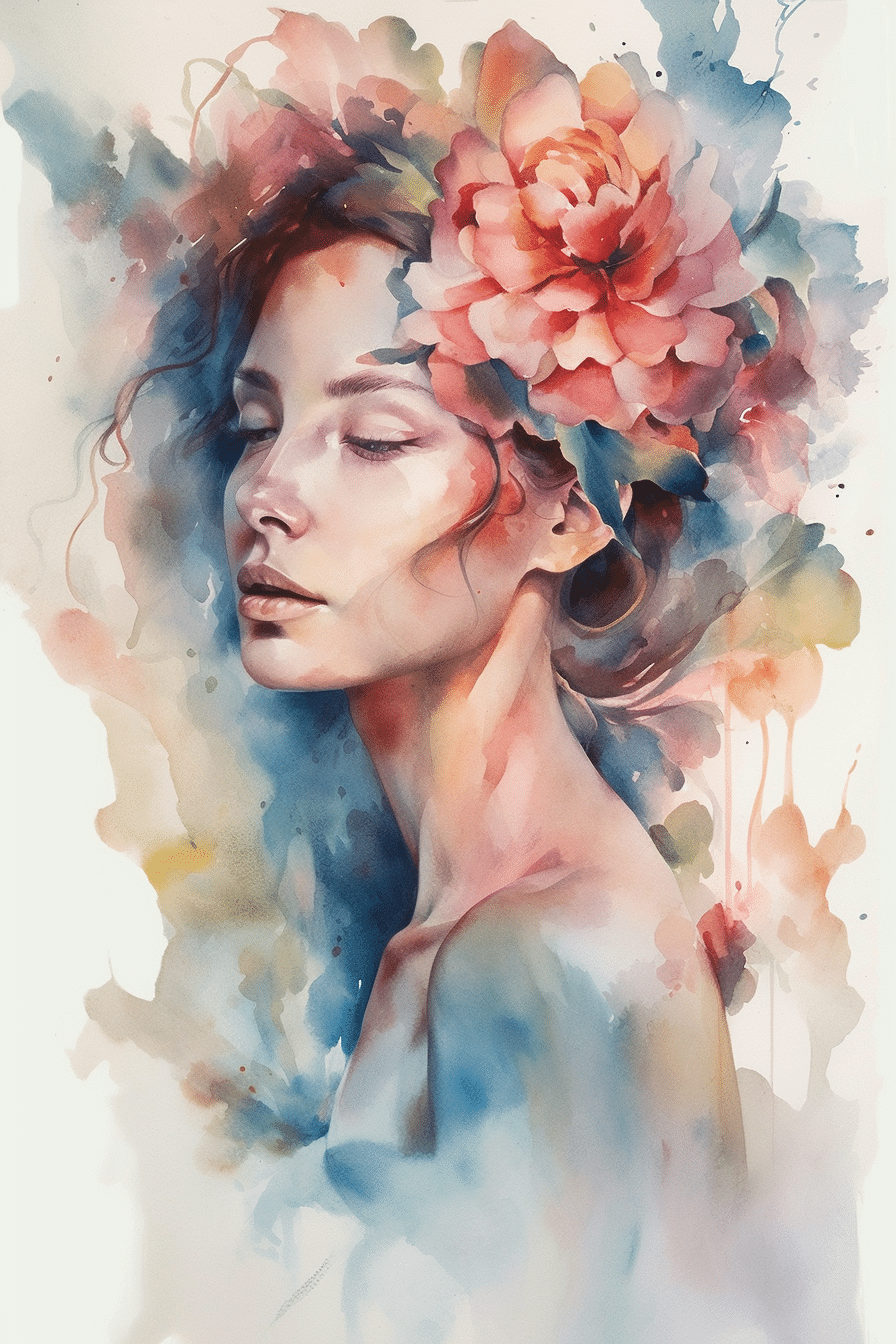 watercolor woman floral