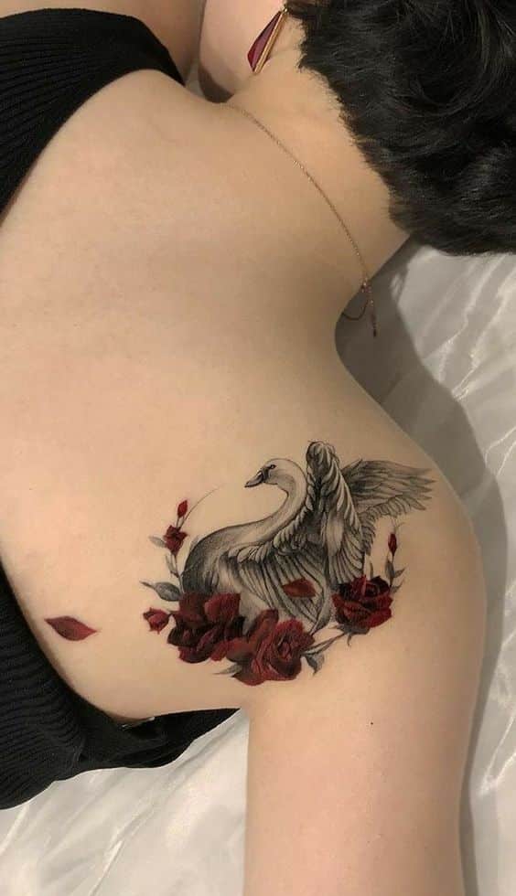 swan and rose tattoo