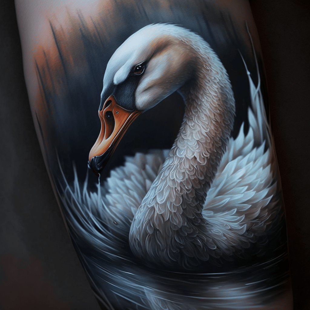 highly detailed swan tattoo hyper realistic