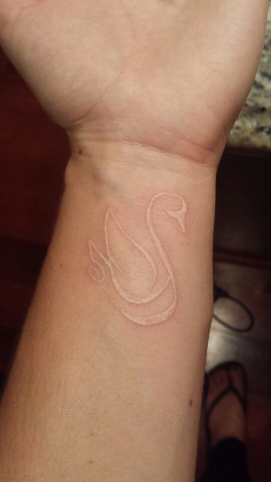 white ink swan tattoo