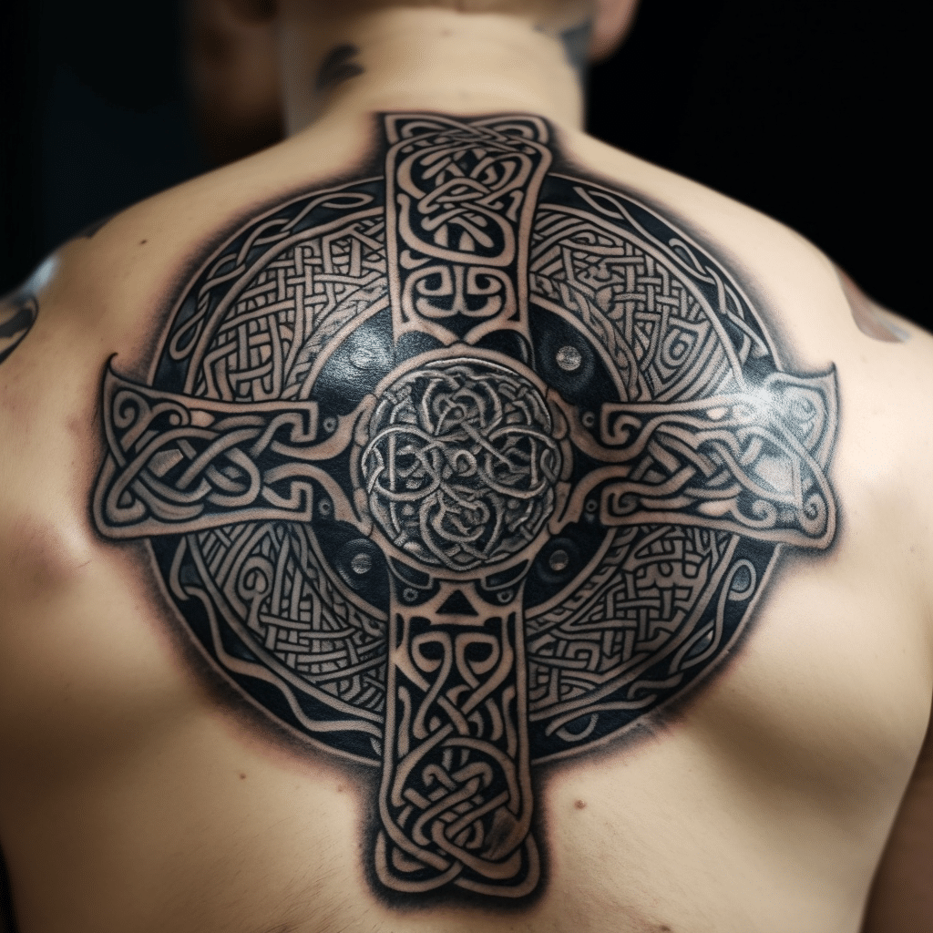 tribal celtic cross tattoo