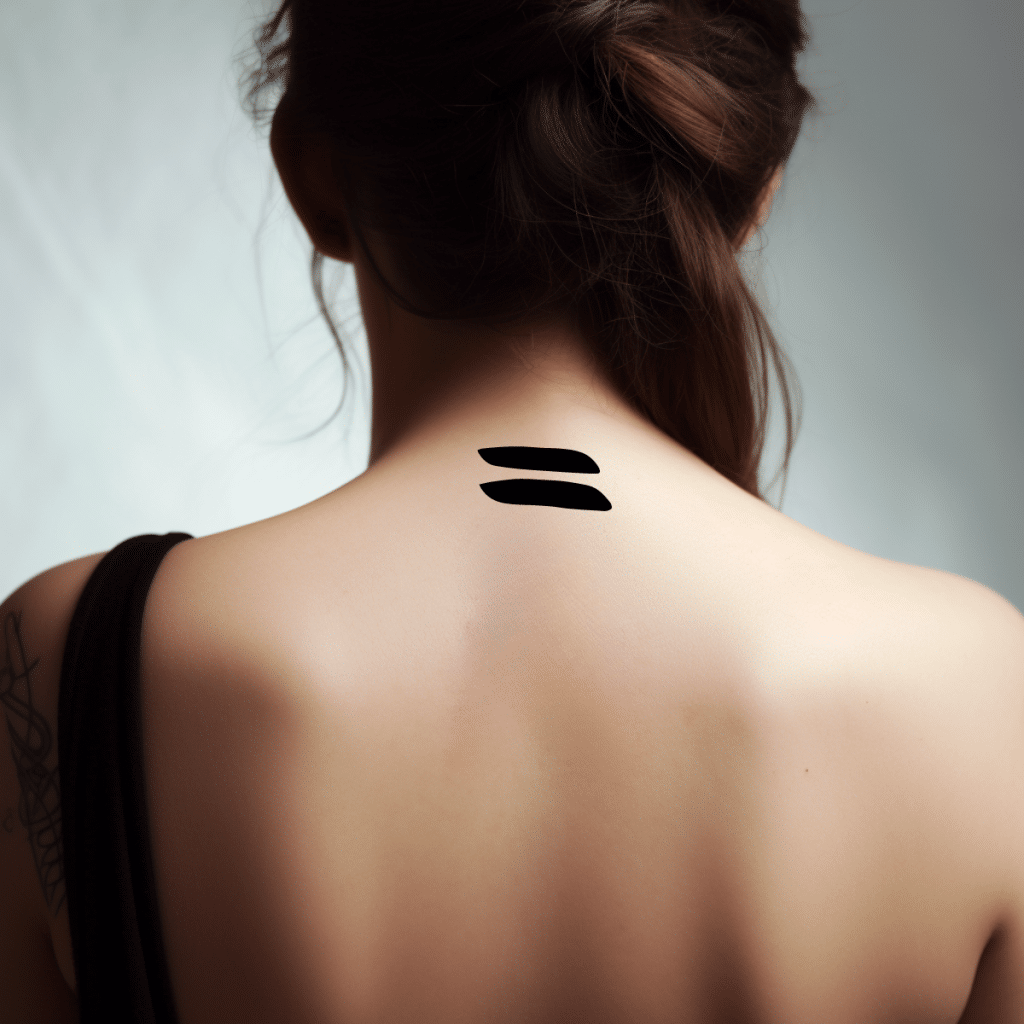 two lines tattoo equal symbol