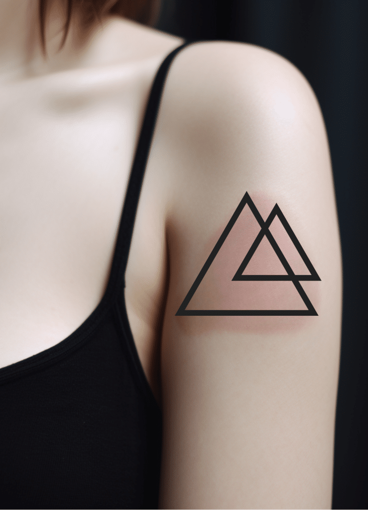 interconnecting triangles black ink tattoo