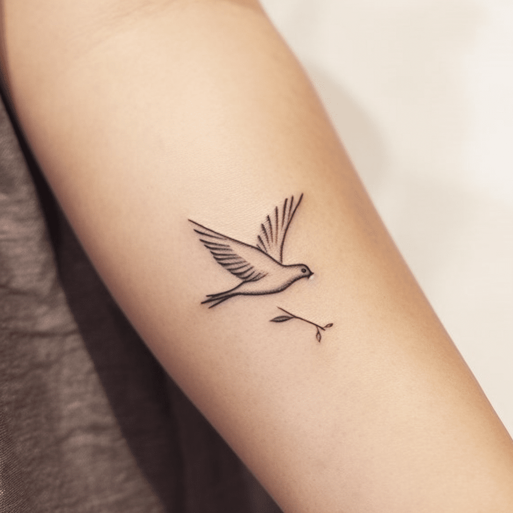 dove and olive branch tattoo design