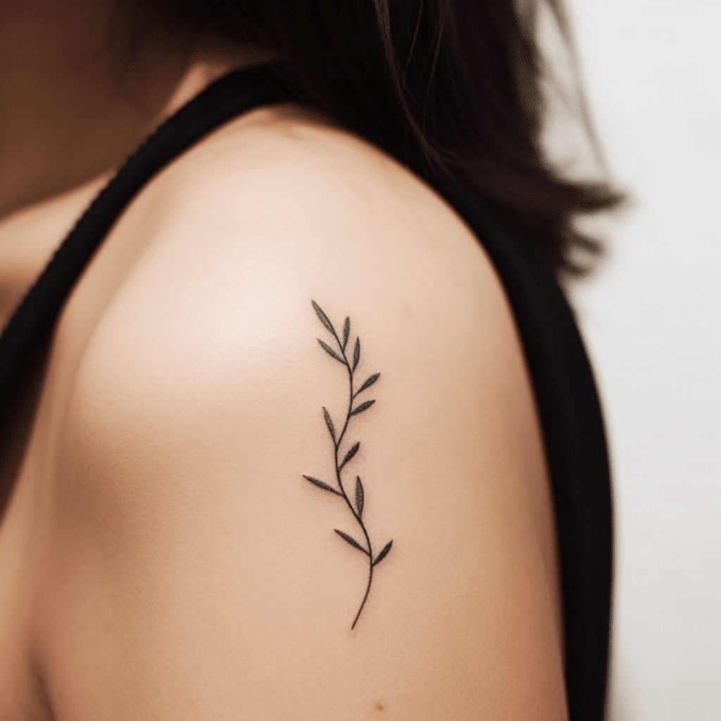 minimalist olive branch tattoo design