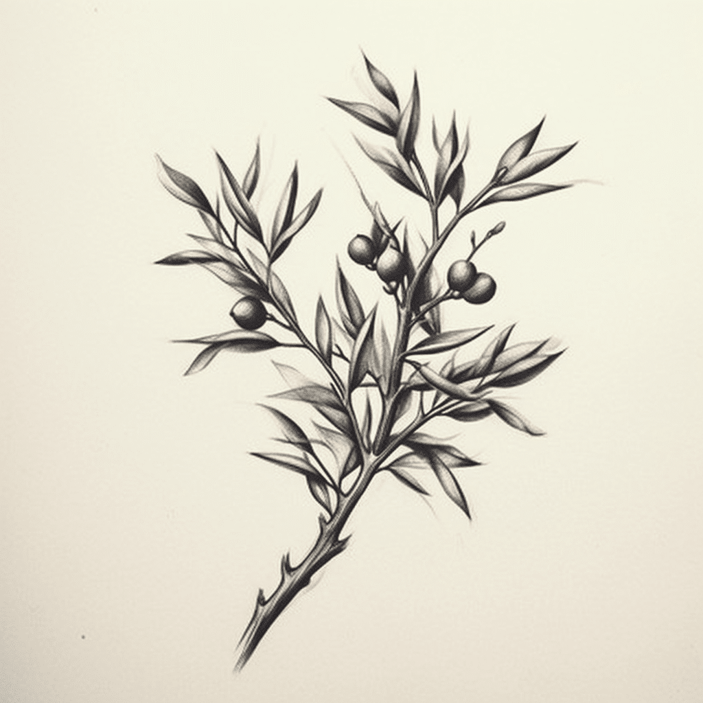 olive branch in the subtle shape of a cross, tattoo design
