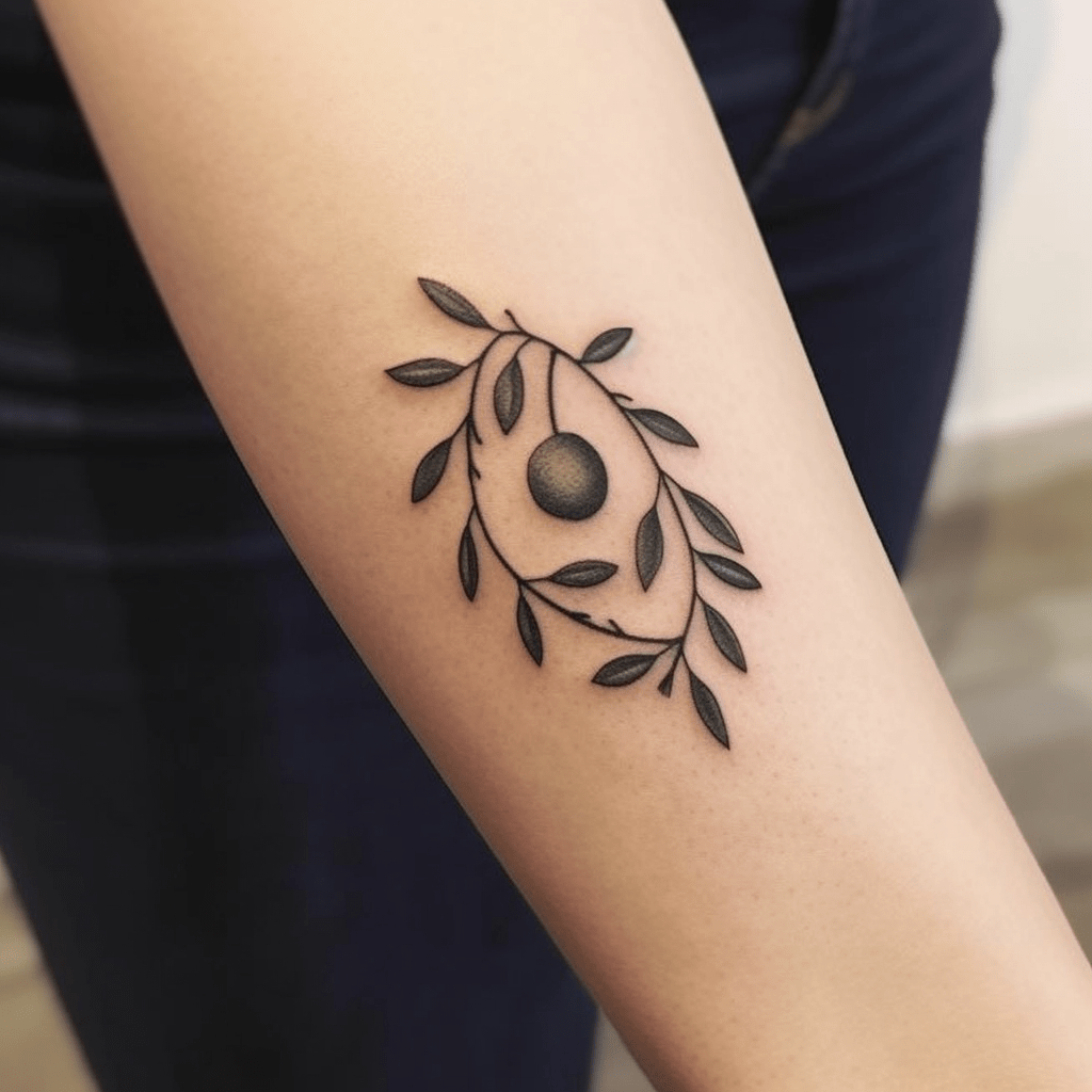 olive and olive branch branch tattoo design