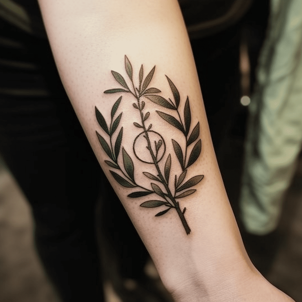 peace symbol olive branch tattoo design