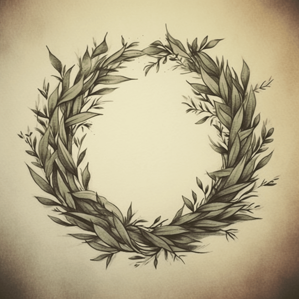 olive wreath tattoo design