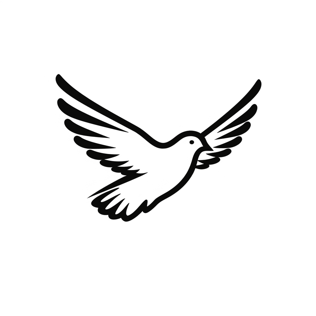 minimalist outline dove tattoo vector