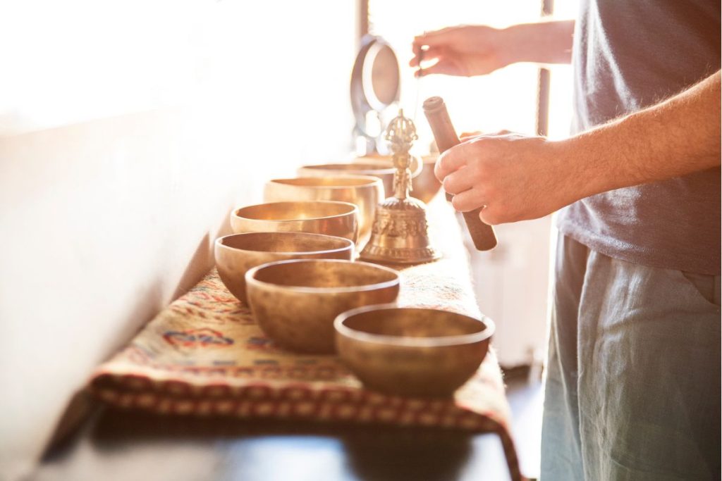 sound bath meditation with Tibetan singing bowls