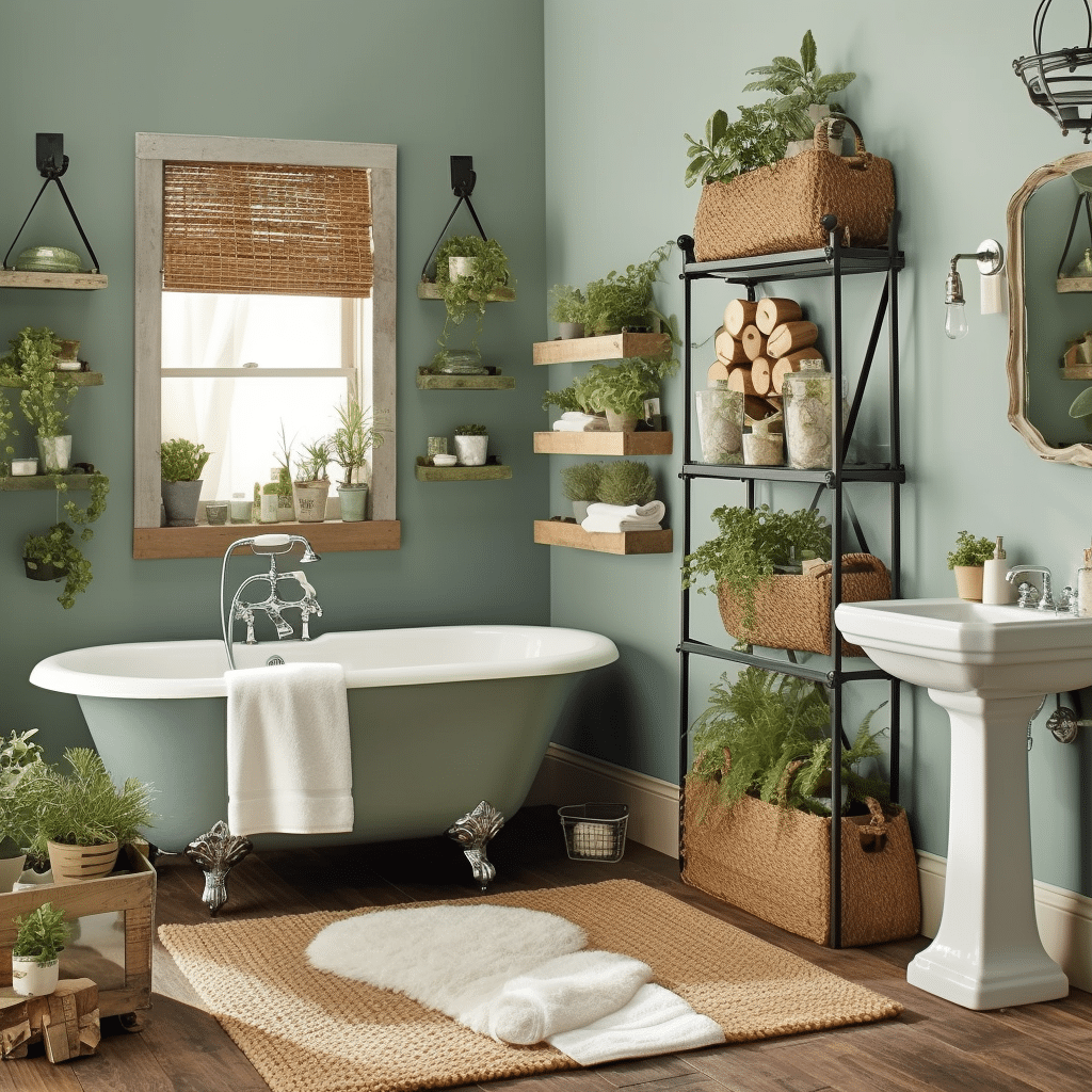peaceful bathroom with succulents and natural light