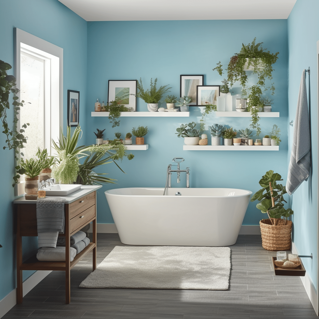 peaceful bathroom with succulents and natural light