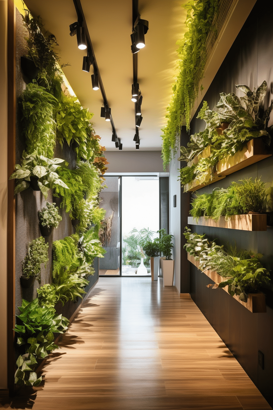 succulent plant wall for hallway