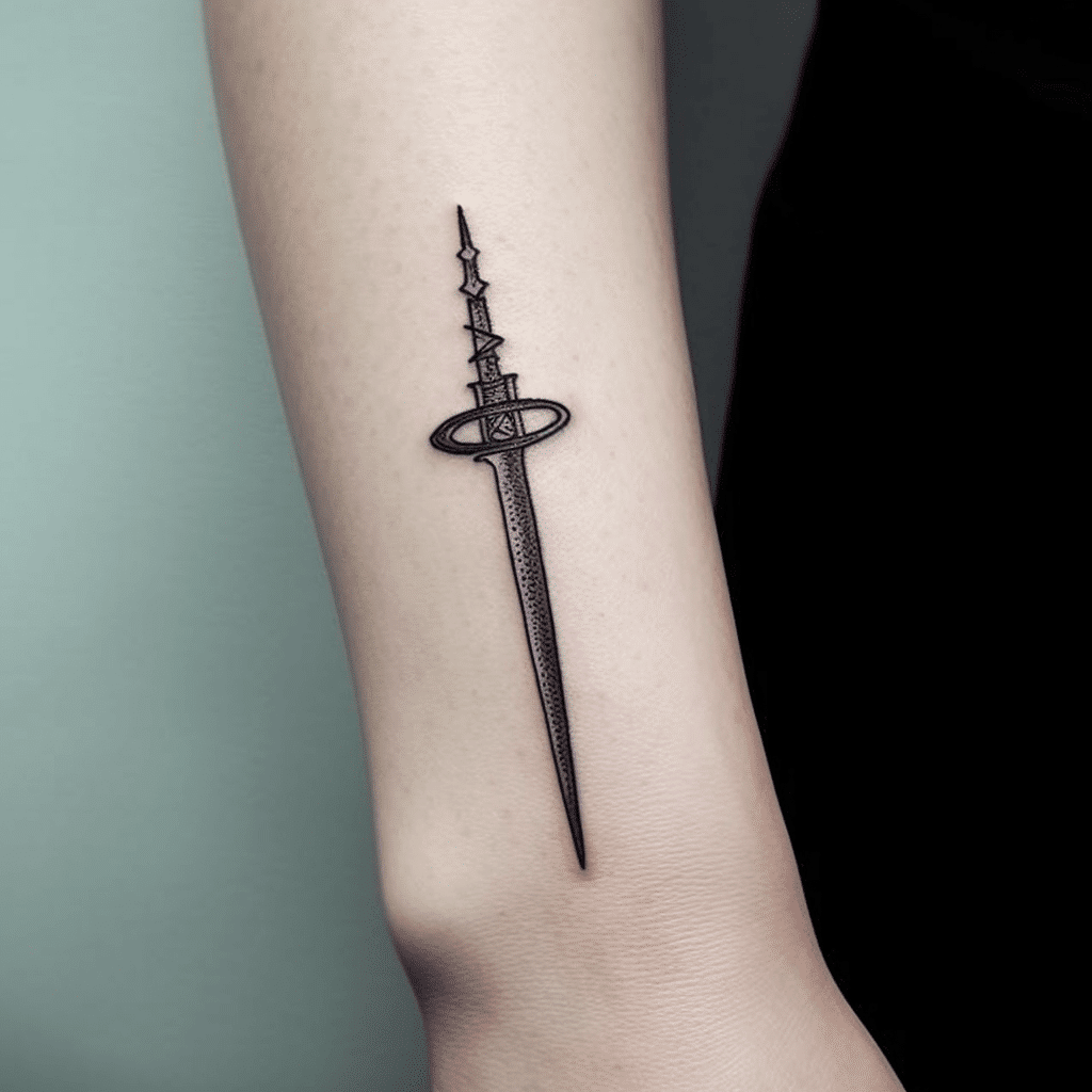 subtle minimalist sword tattoo