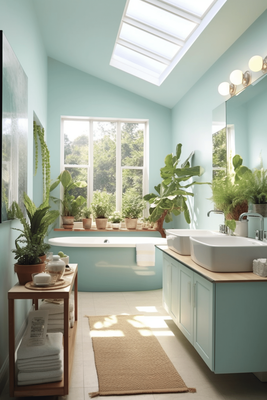 peaceful bathroom with succulents and natural light