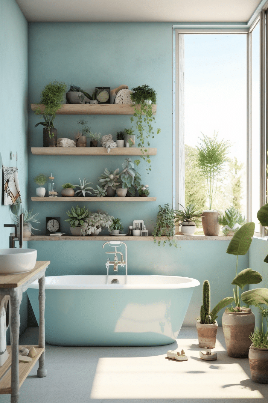 peaceful bathroom with succulents and natural light