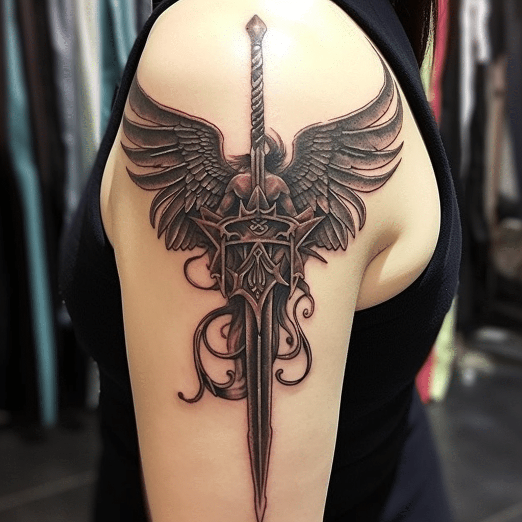 black ink wing tattoo design