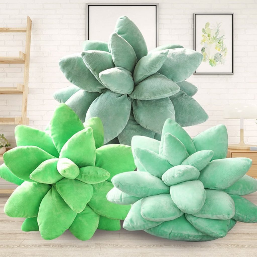 succulent plush pillows on Etsy