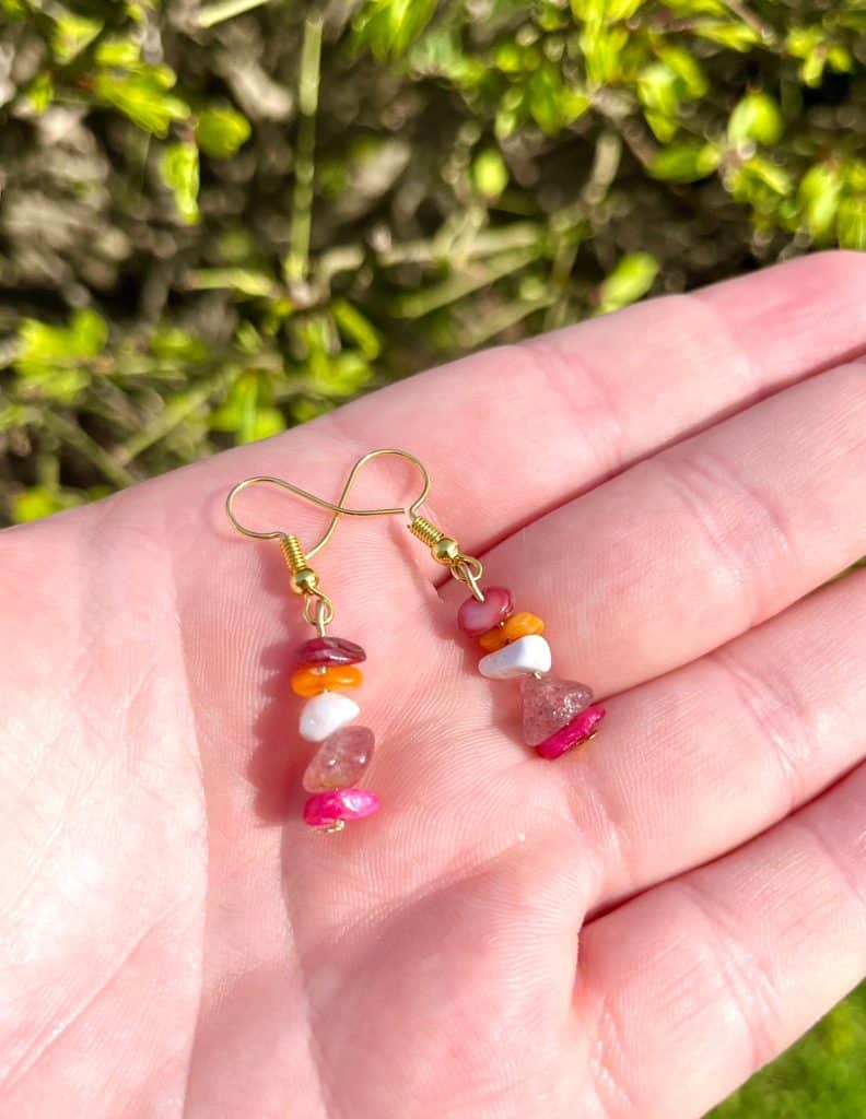 orange pink and white gemstone earrings wlw