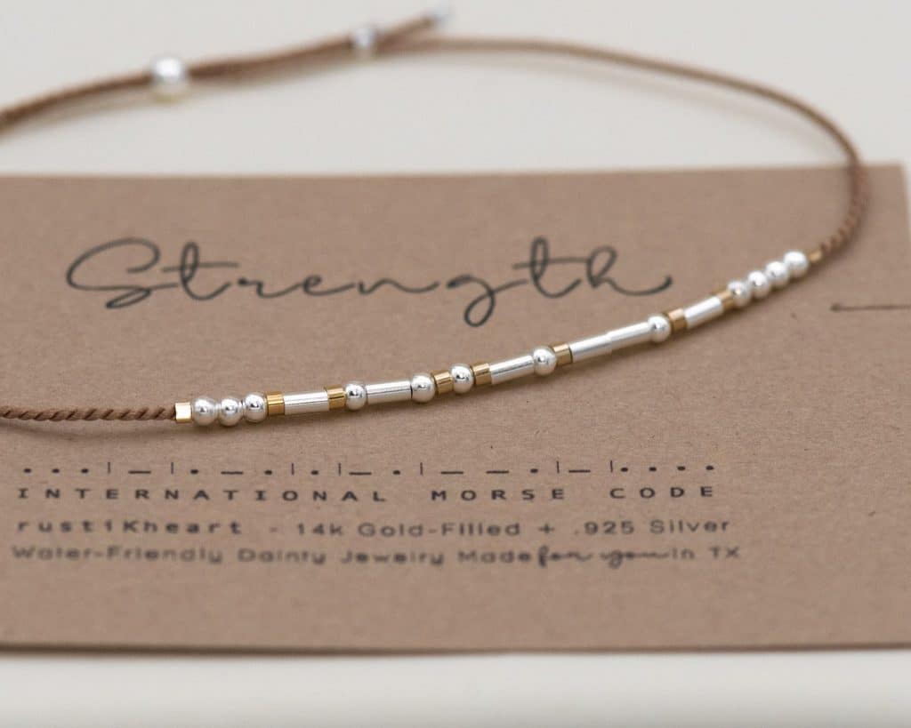 strength in morse code bracelet