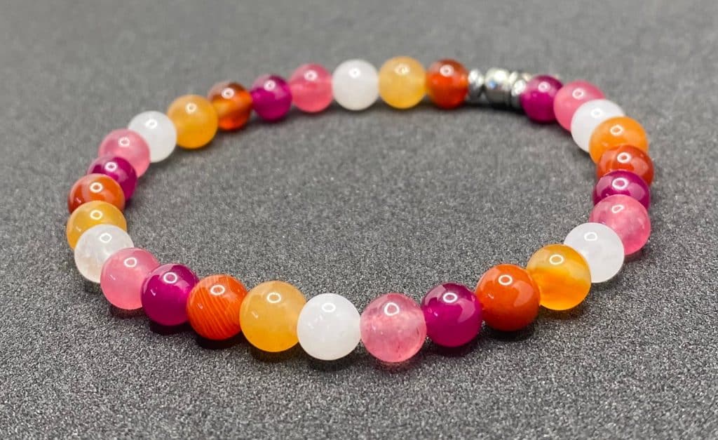 orange pink and white flag bracelet