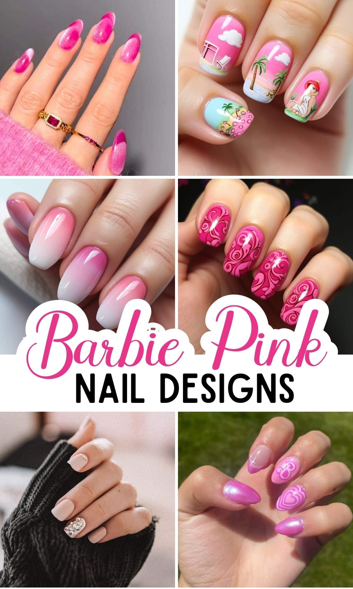 barbie pink nail designs and nail art inspiration