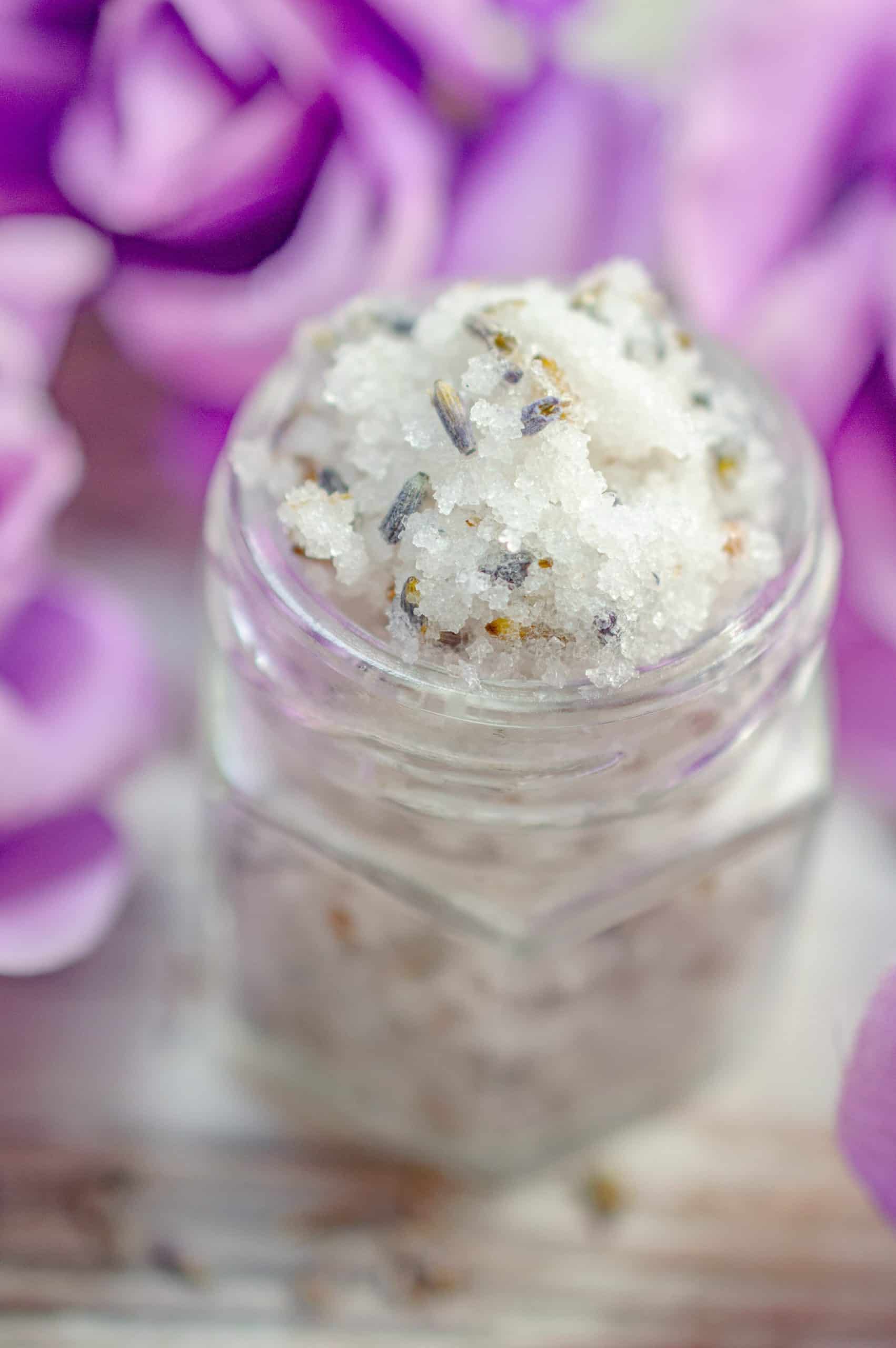 Easy 3 ingredient diy lip scrub recipe with lavender