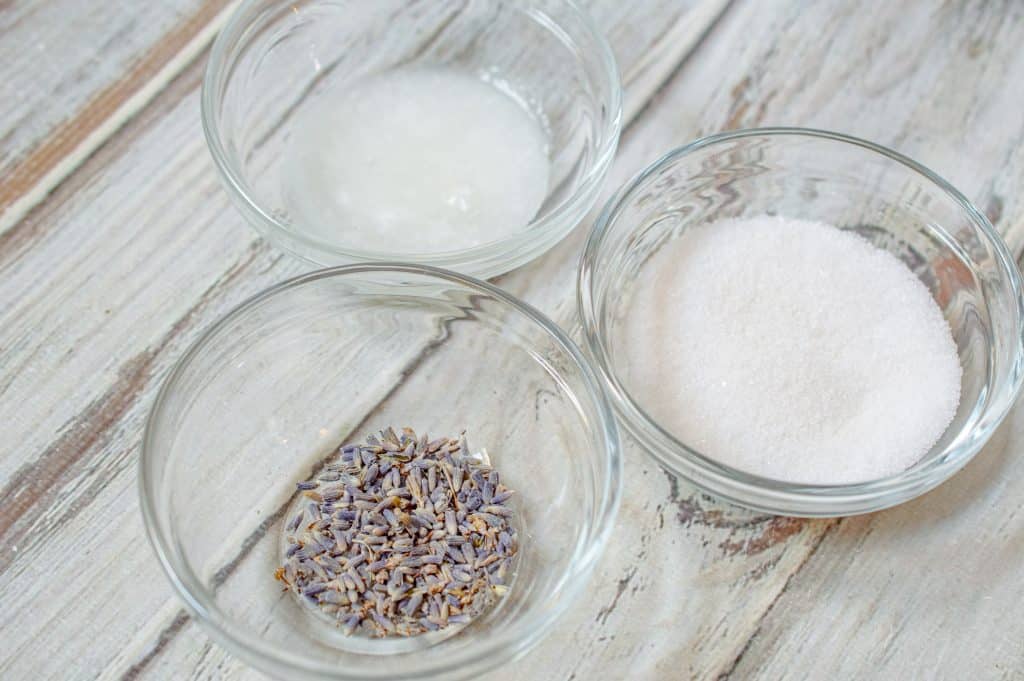 ingredients for home made diy lip scrub recipe
