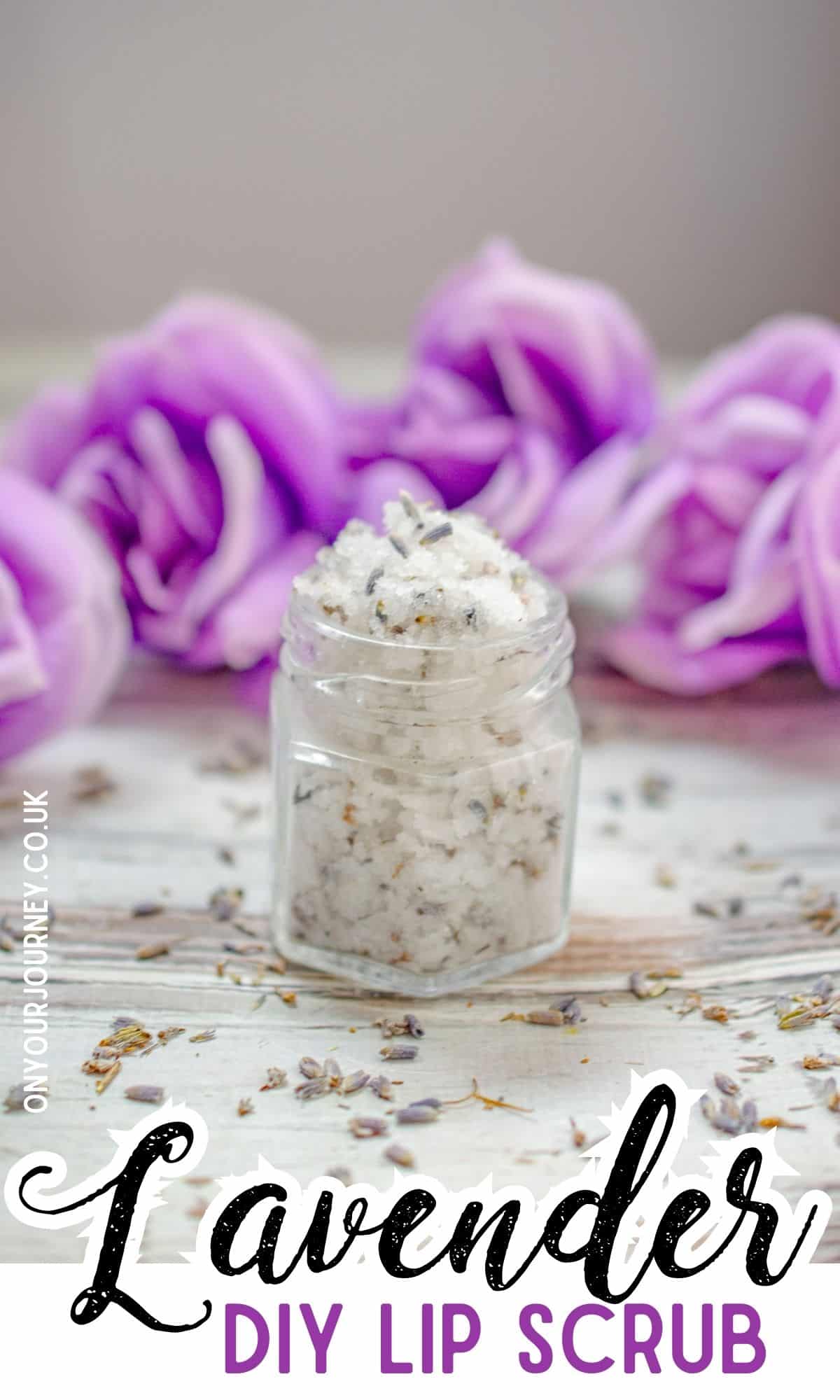 Easy 3 ingredient diy lip scrub recipe with lavender