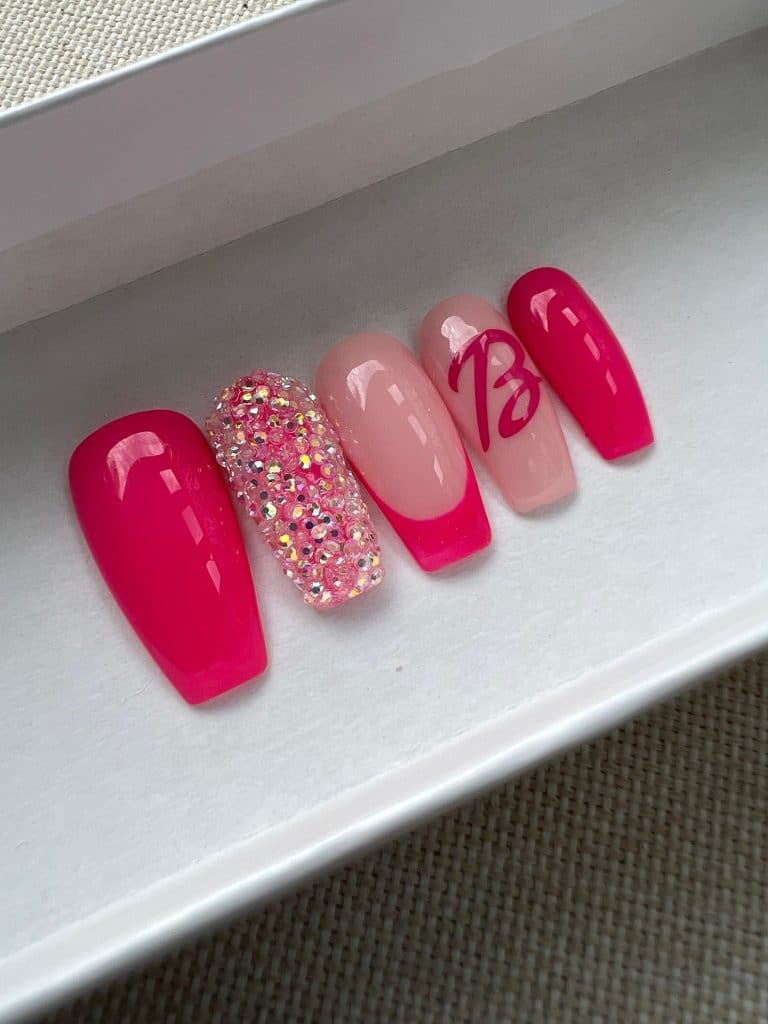 barbie inspired pink nails set