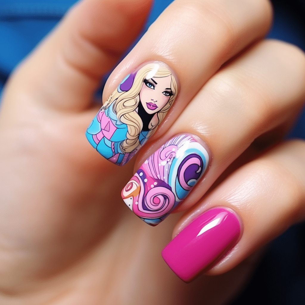 retro barbie pink nail designs and nail art inspiration
