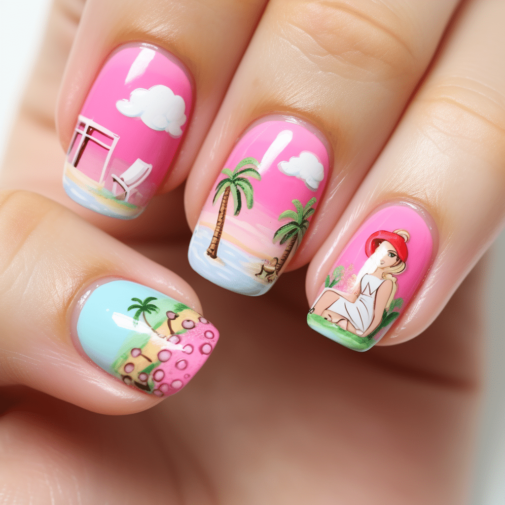 barbie pink nail designs and nail art inspiration detailed barbie nail art