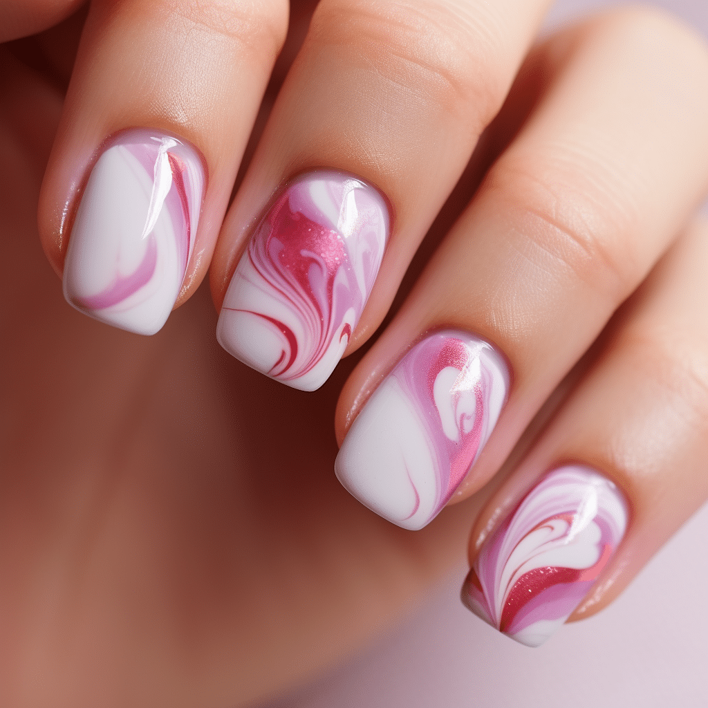 barbie pink marbled nail designs