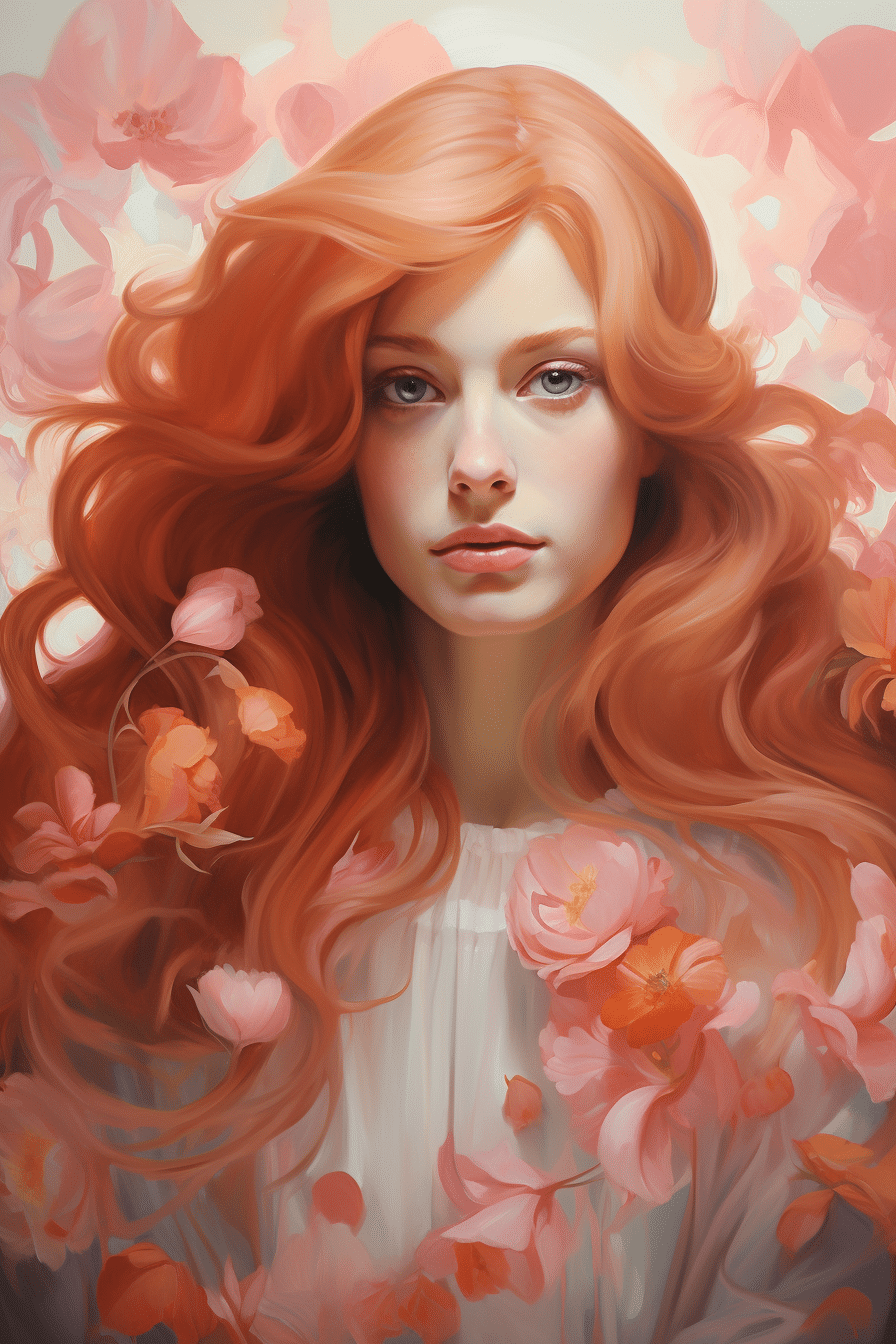 confident beautiful feminine woman with flowers, in her female energy