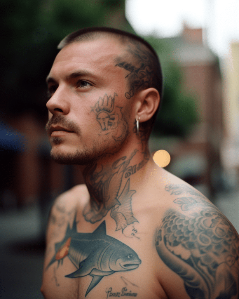 shark tattoo on chest 