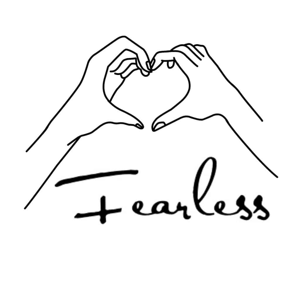 fearless tattoo line art hand heart 