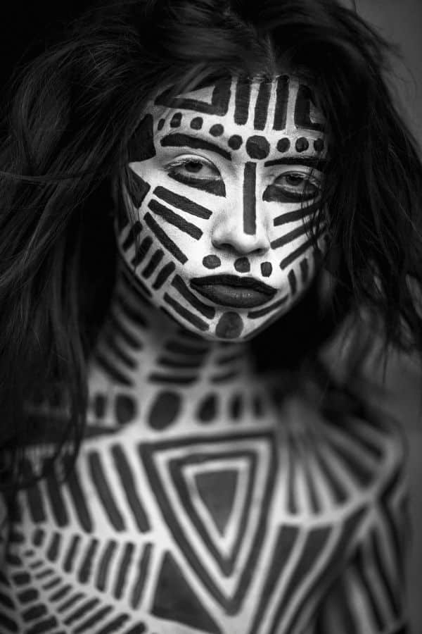 black and white tribal body art body painting for women