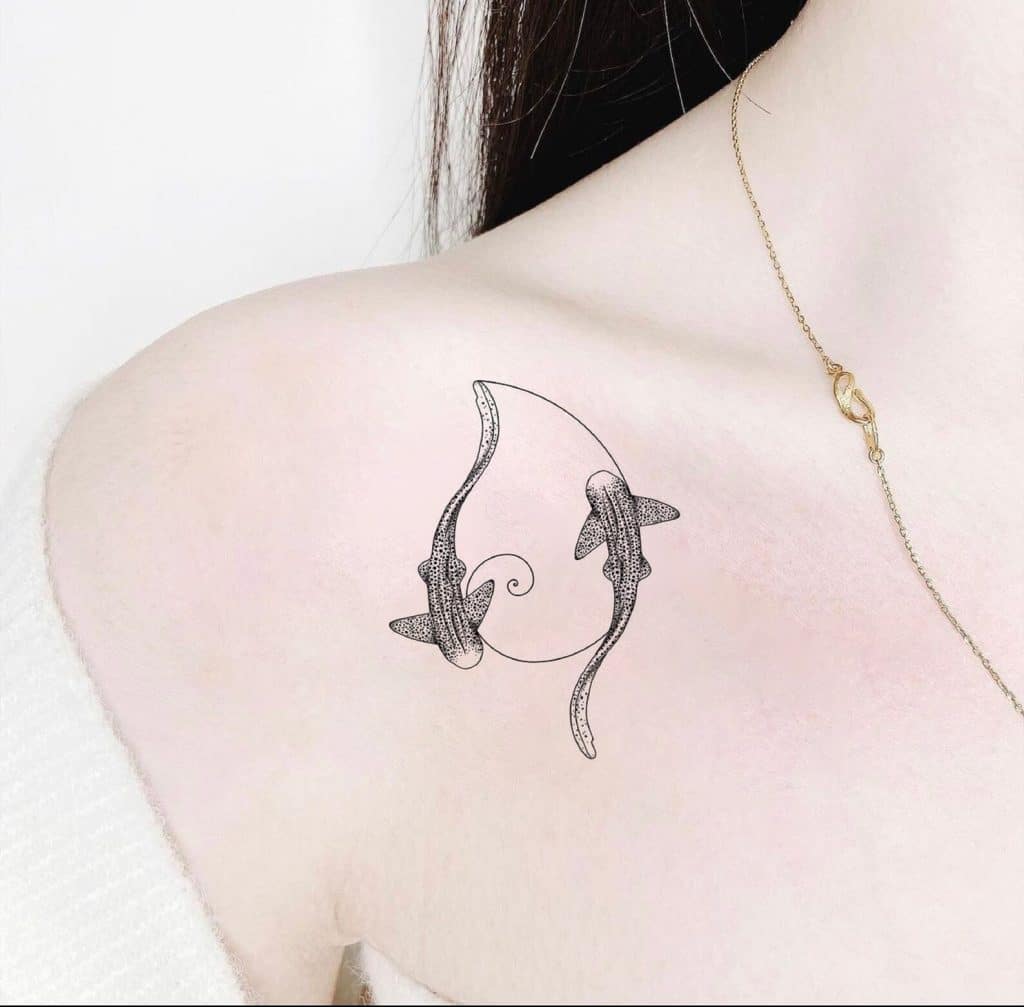 couple shark tattoo 