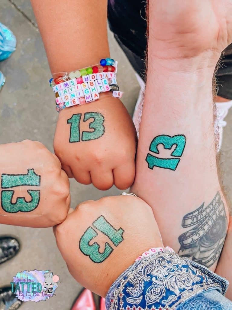 lucky number 13 hand tattoo temporary tattoo for Taylor swift concert 