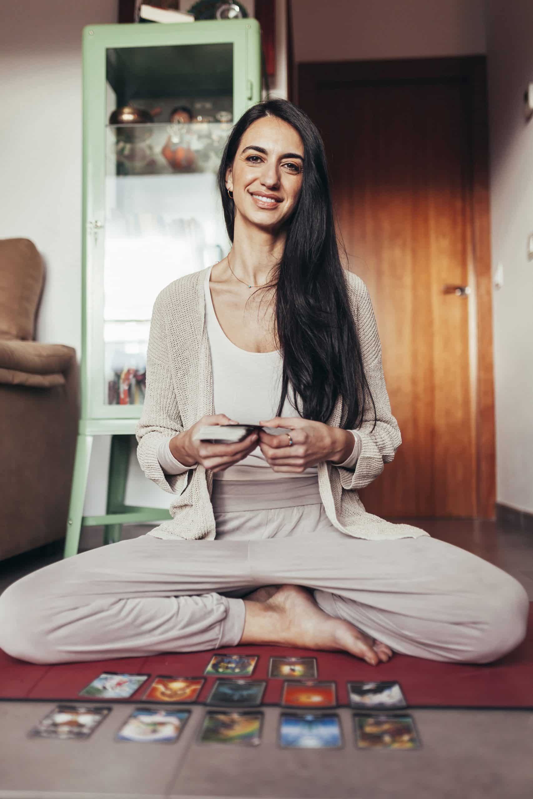 girl reading tarot cards