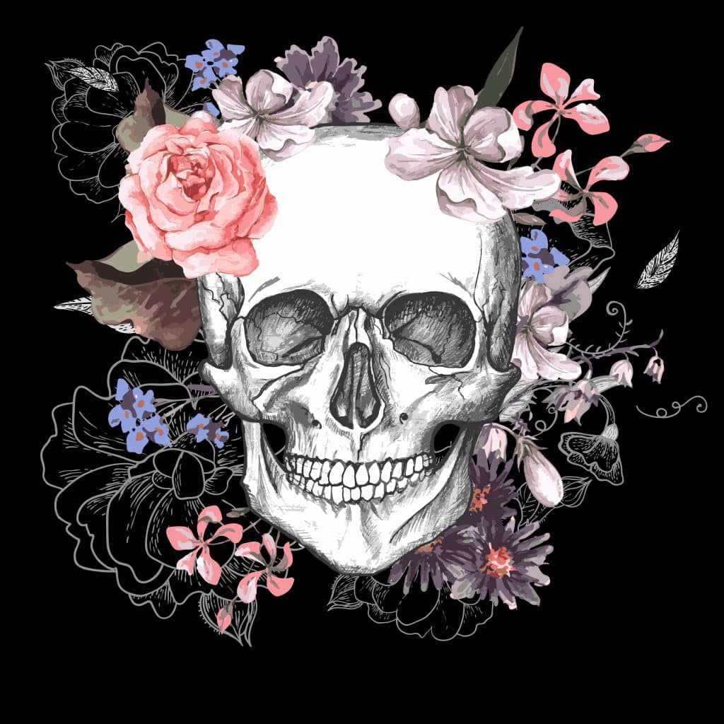 skull and rose tattoo design idea