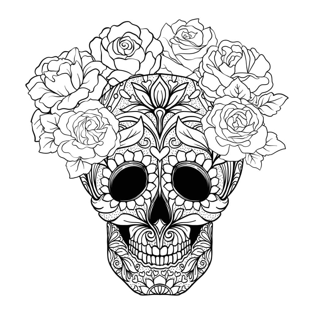 day of the dead sugar skull tattoo design