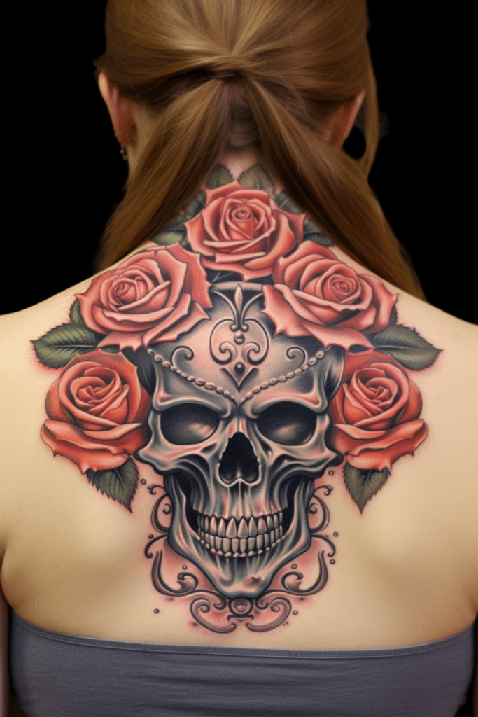 celtic skull and rose tattoo