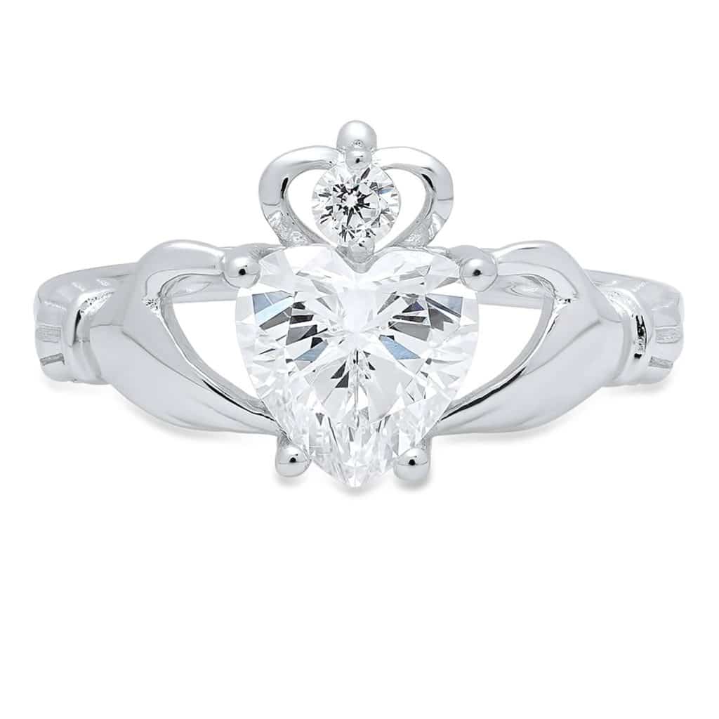 claddagh ring white gold with diamond