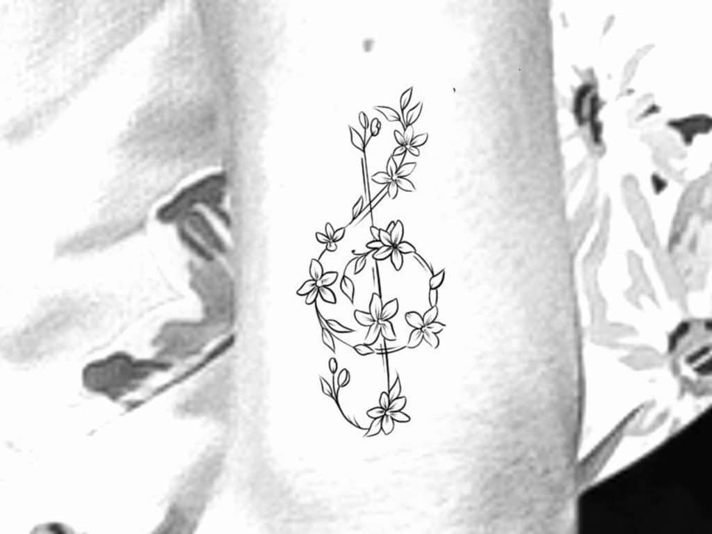 floral music note tattoos  
