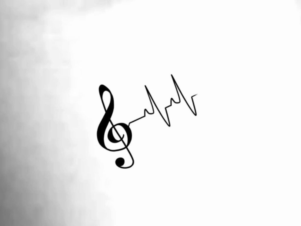 heart beat and music note tattoos  