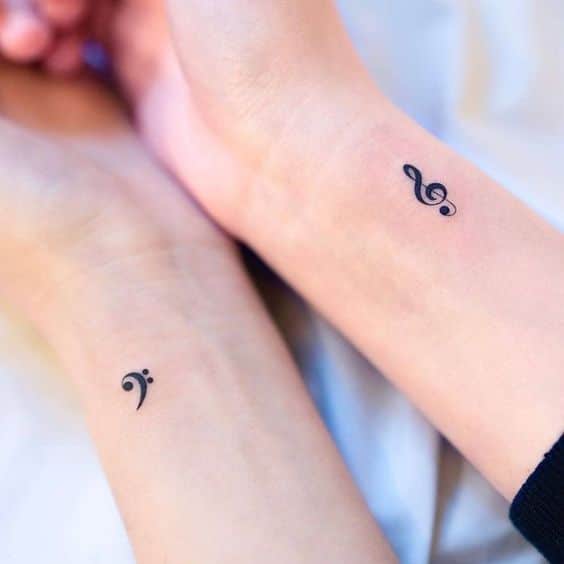 matching friend tattoos music note tattoos  