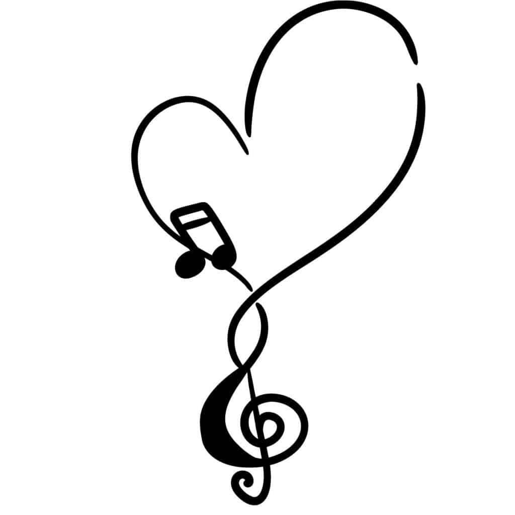 heart shape music note tattoos  